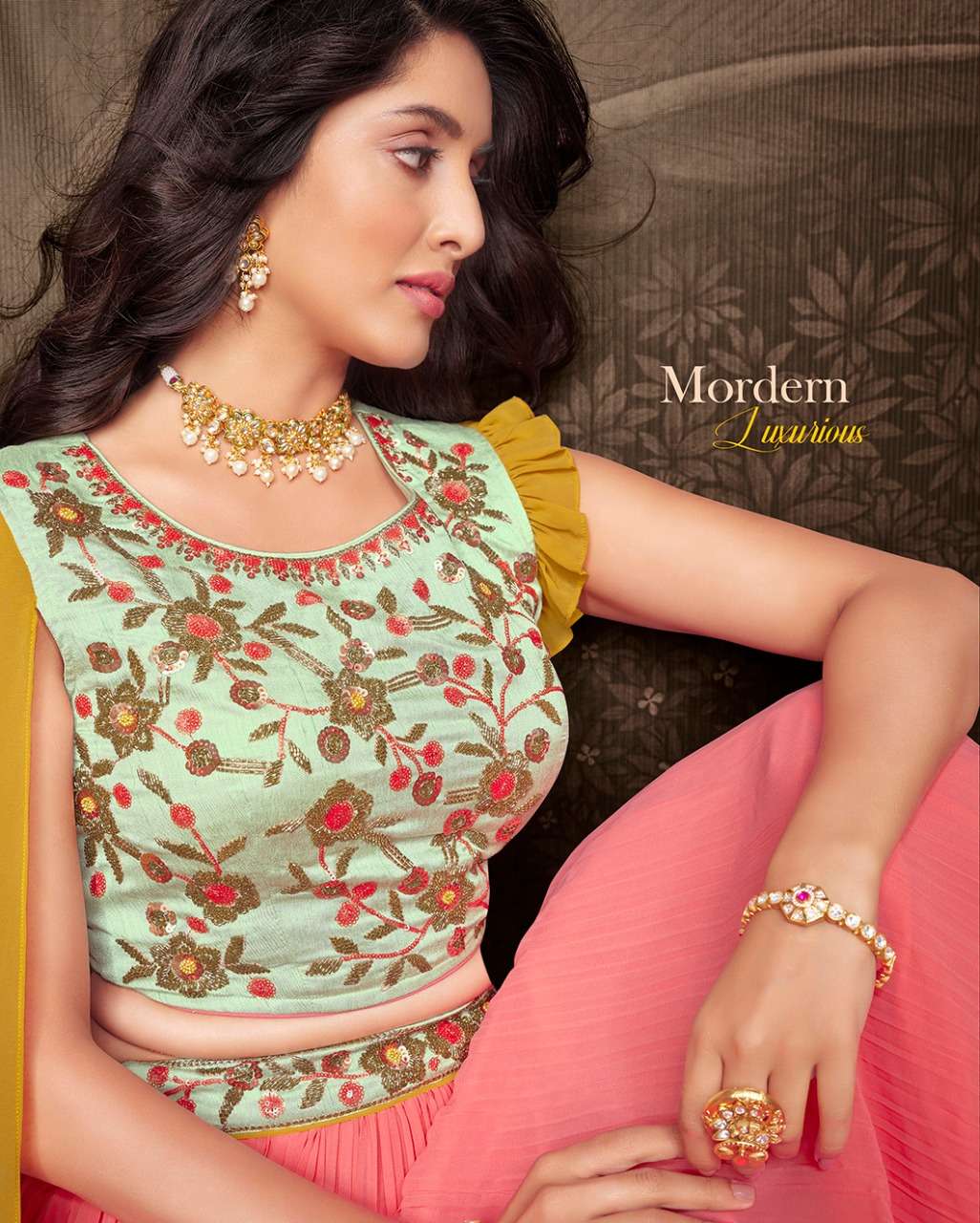 Lily And Lali-tyohar-georgette-handwork-choli-cups-with-inner-georgette-fancy-skirt-attached-dupatta-With Choli-2 Designs-10111-C